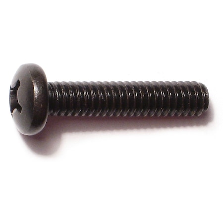 Midwest Fastener 1/4"-20 x 1-1/4 in Phillips Pan Machine Screw, Black Oxide Steel, 12 PK 33184